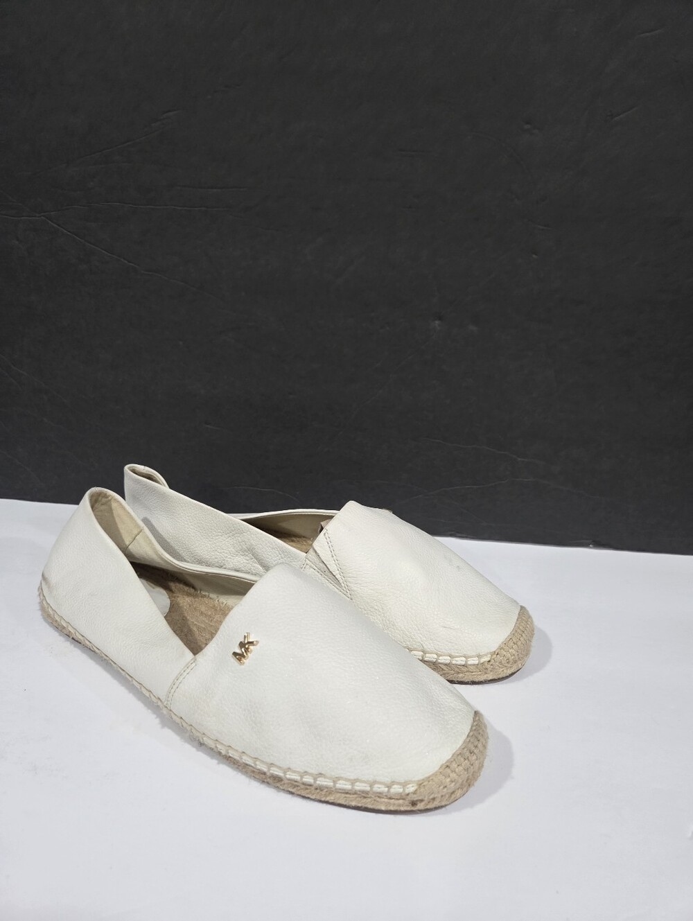 Michael Kors Leather Espadrille Slip-Ons with Jute Trim Sz.8.5